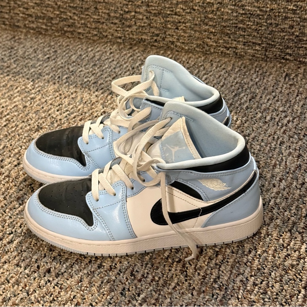 Nike Air Jordan Mid Sneakers in Light Blue and Black
